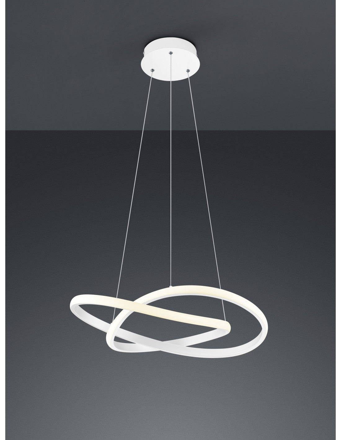 Moderne Course-Pendelleuchte, weiß, dimmbar, LED, 27 W, Ø60 cm, Trio-Beleuchtung
