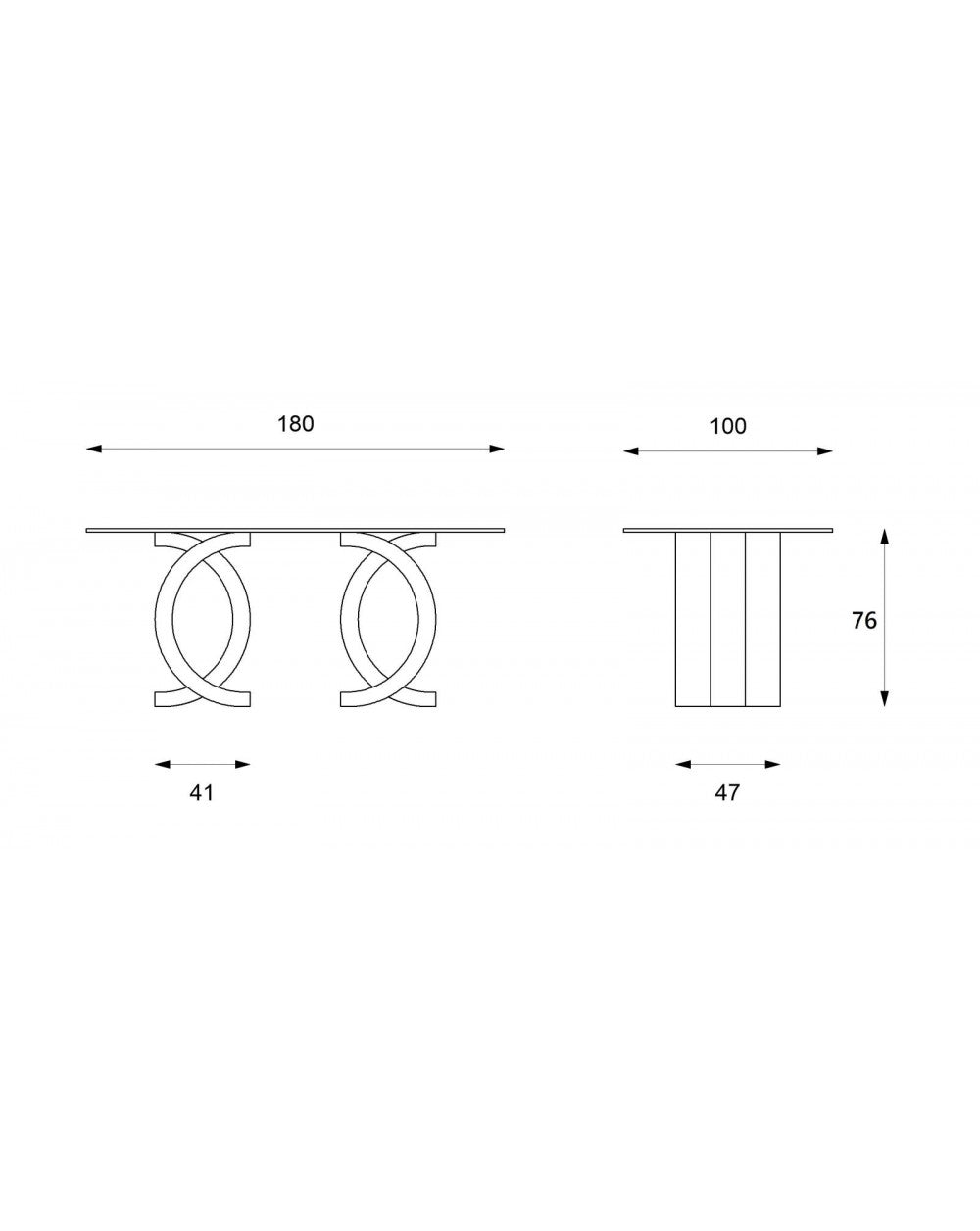 Fester Tisch 180 x 100 – Transparent – ​​Olimpia