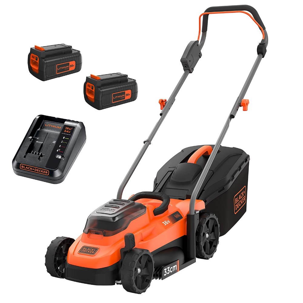 Black&Decker BCMW3318L2-QW Akku-Rasenmäher mit doppeltem 18-V-Akku