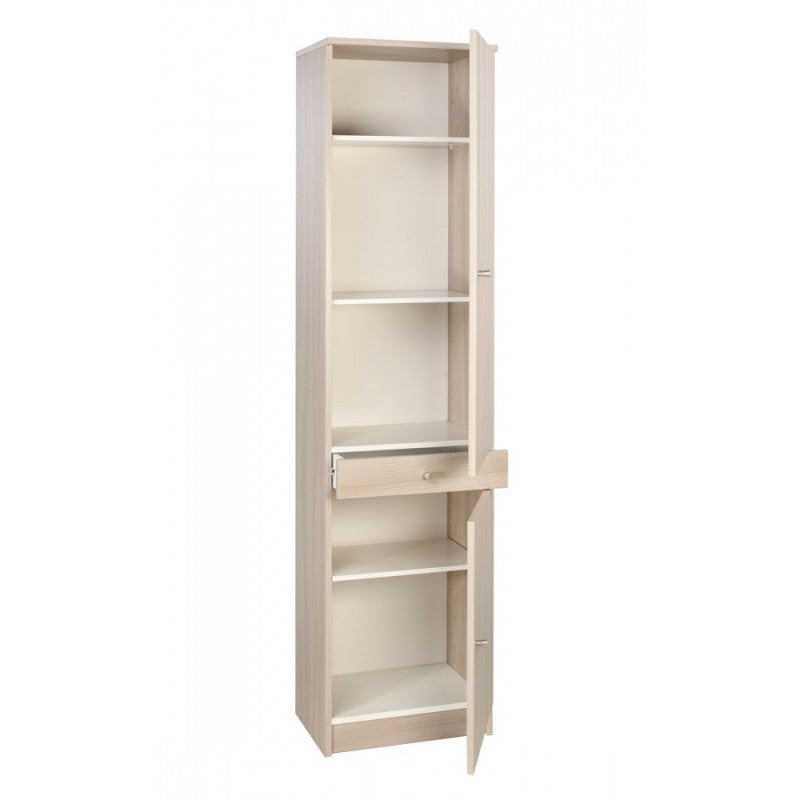 Mehrzweckschrank mit zwei Türen und einer Schublade Eukalyptus 46x34x h183 cm