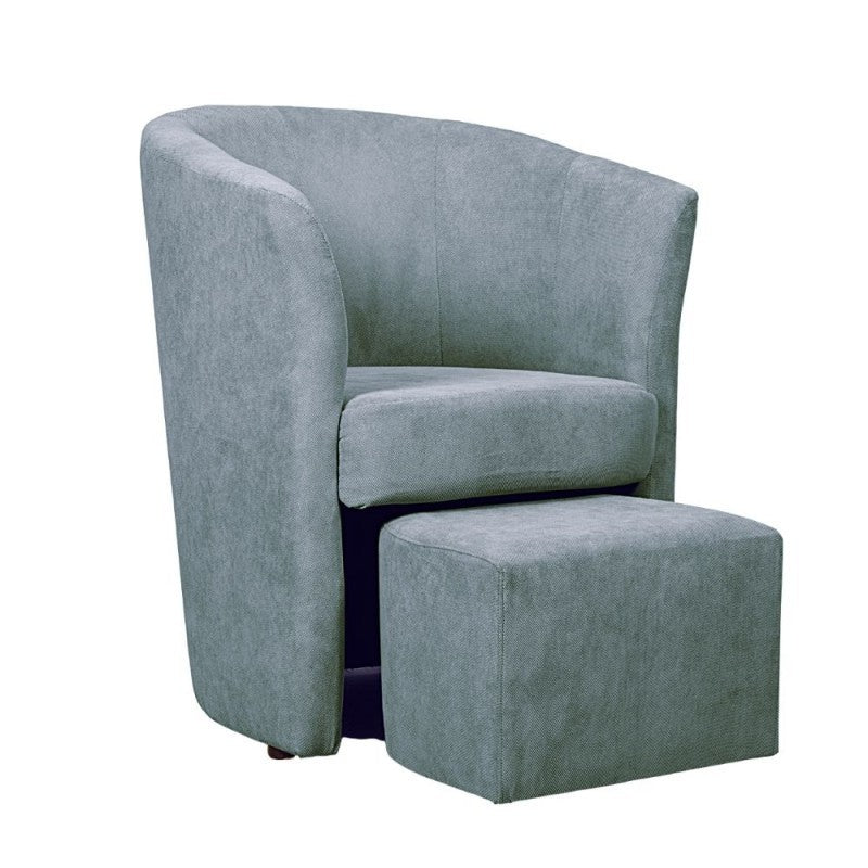 Stoffsessel mit abnehmbarem Pouf DJERBA Hellgrau 63,5x 62,5x h76 cm