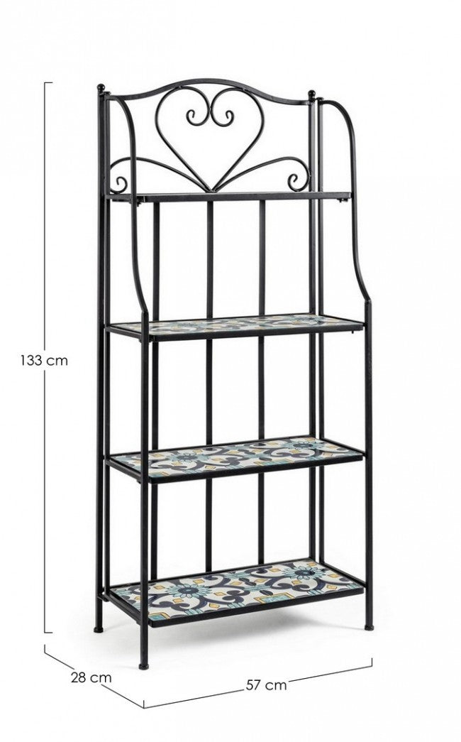 Positano klappbares Bücherregal mit 4 Regalen aus Metall im Landhausstil, 57 x 28 x 133 cm