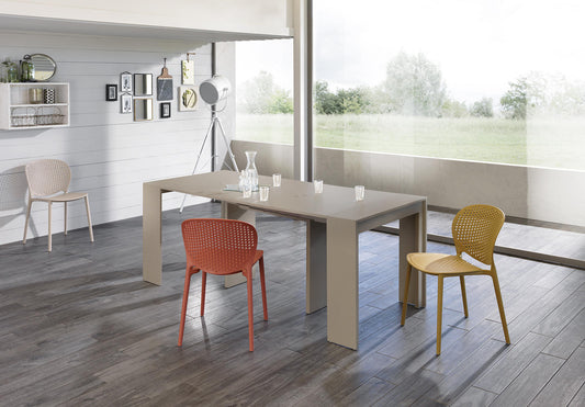 Ausziehbare, kratzfeste Konsole aus taubengrau lackiertem MDF 90x42,5/302,5x76h cm