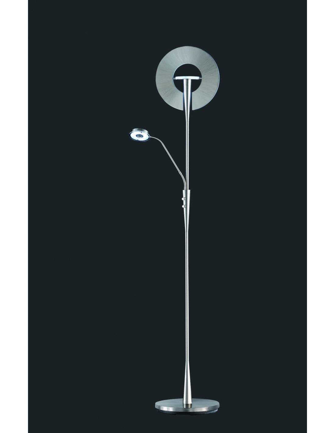 LED-Stehleuchte mit dimmbarem Lesespot Quebec Nichel Trio Lighting