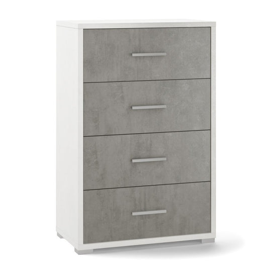 Bürokommode mit vier Schubladen in Zementweiß, 51 x 41 x H 110 cm