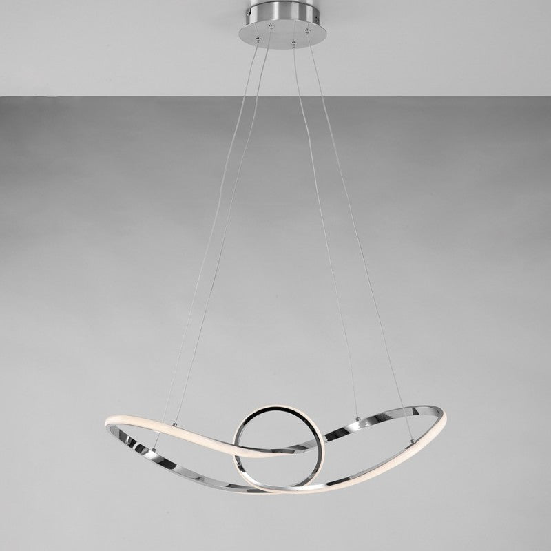 Kronleuchter aus poliertem Chrom-Metall mit integrierter LED, 68 x 24 x H 150 cm