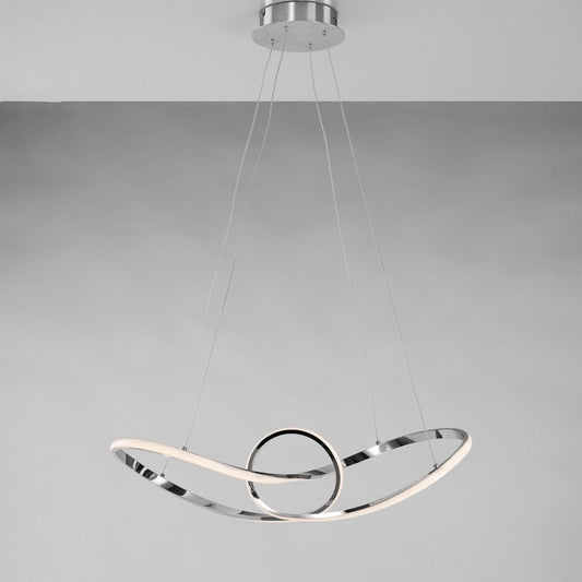 Kronleuchter aus poliertem Chrom-Metall mit integrierter LED, 68 x 24 x H 150 cm