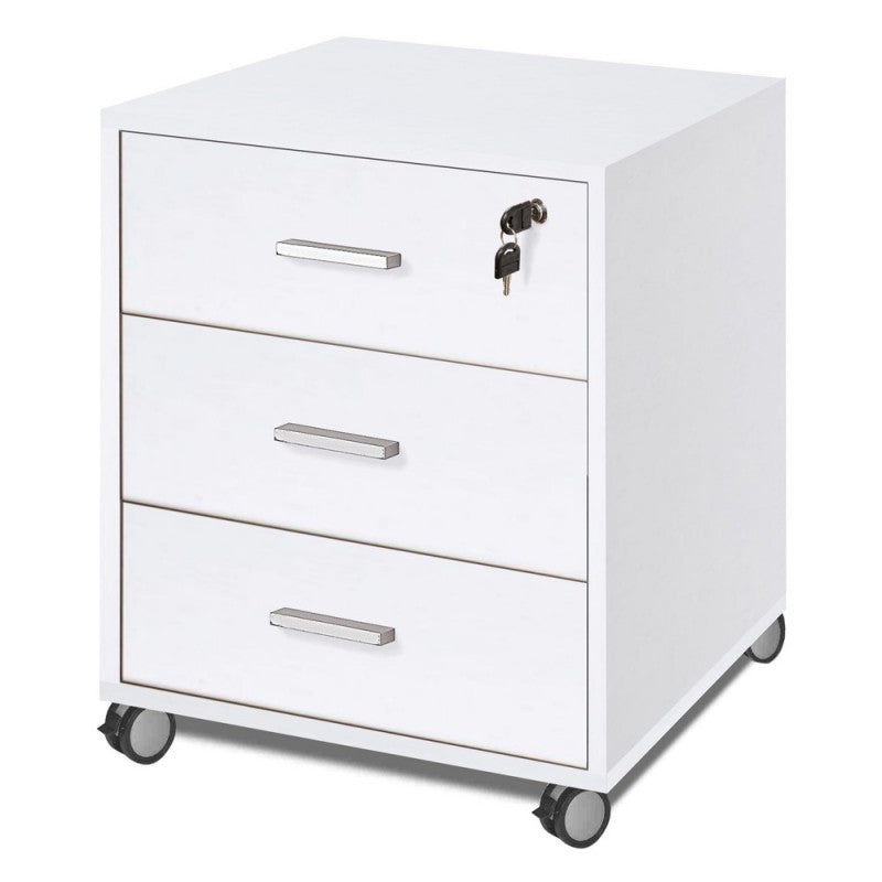 Büroausstempelkasten 3 Schubladen mit Bianco Cenere 50 x41x h70 cm Räder