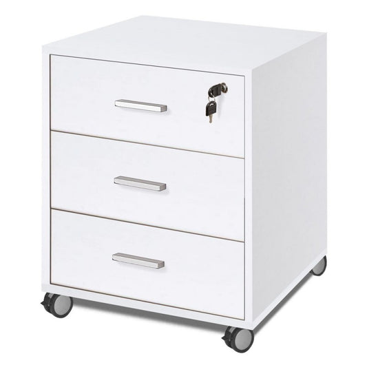 Büroausstempelkasten 3 Schubladen mit Bianco Cenere 50 x41x h70 cm Räder