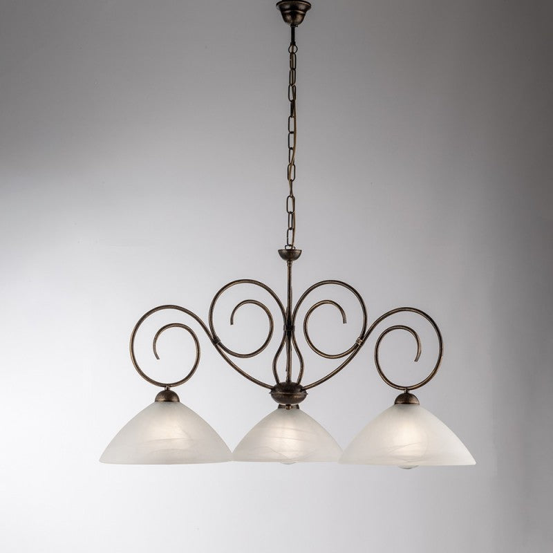 Lampenlampen Marrone Oro drei paraluminische Lichter aus Glas Alabaster Bianco 78x h54 cm