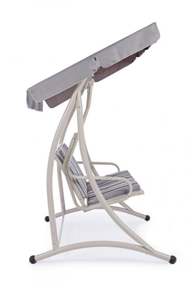 Dreisitzer-Stahlschaukel Elfenbein GRELY 190x120x h185 cm