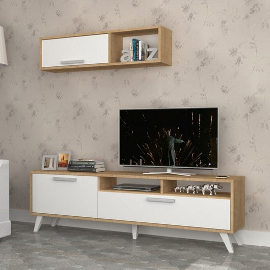 Schlanker TV-Ständer D2306TV180M109 Weißeiche 180x35x47h