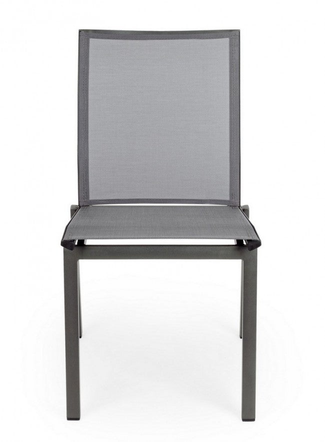 4x Aluminiumstuhl im anthrazitfarbenen Designstil