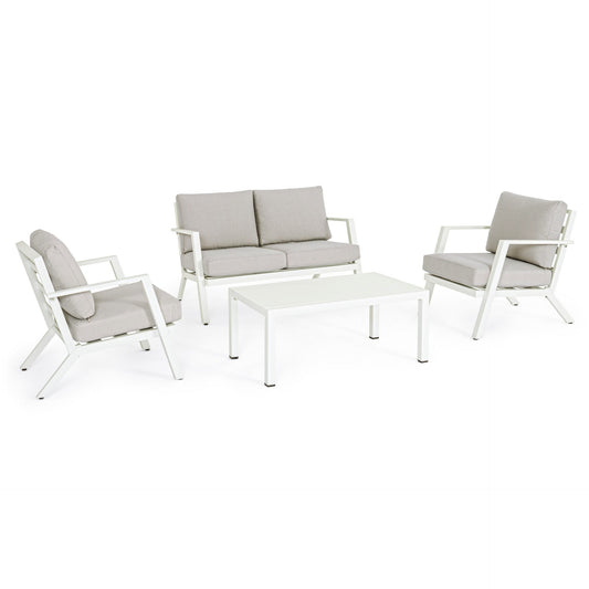 Outdoor-Set 4-tlg. Wohnzimmer mit weißen Harley-Kissen