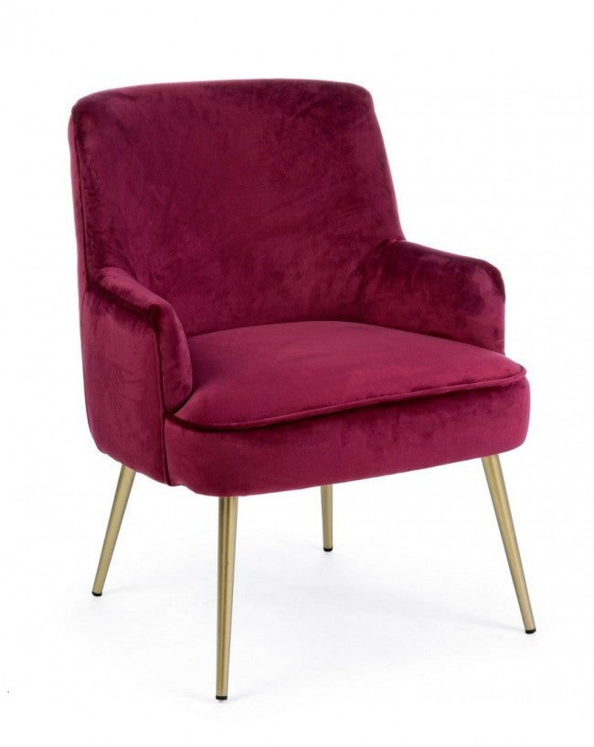Moderner Sessel bordeaux Samt Clelia