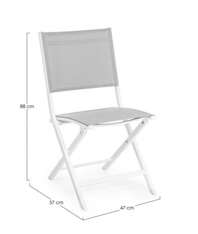 Outdoor-Stuhl aus weißgrauem Aluminium Elin 47X57X H88 cm