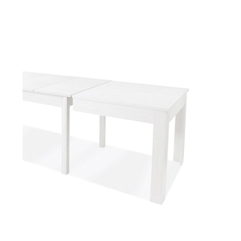 Ausziehbarer Tisch aus weißem Eschenmelamin, 160–320 x 90 cm