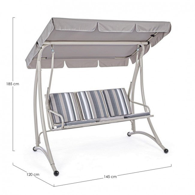 Dreisitzer-Stahlschaukel Elfenbein GRELY 190x120x h185 cm