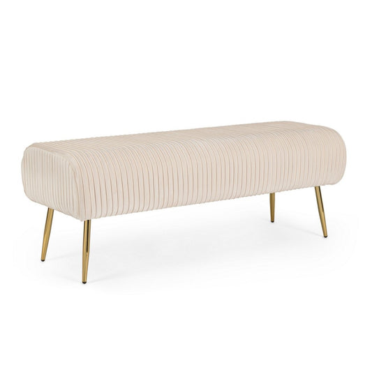 Selena Crema 2-Sitzer-Bank aus Samt, 129 x 45,5 x 48 cm