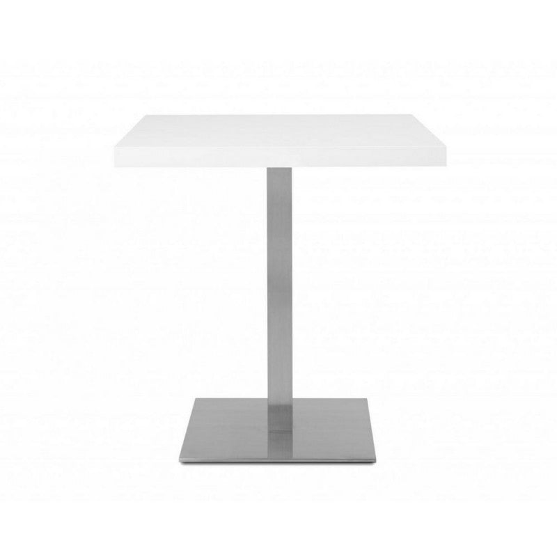 Quadrato Hochtisch 75 cm, weiße Platte und Chromgestell 70x70xH.75 cm