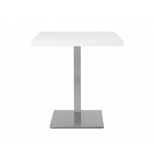 Quadrato Hochtisch 75 cm, weiße Platte und Chromgestell 70x70xH.75 cm