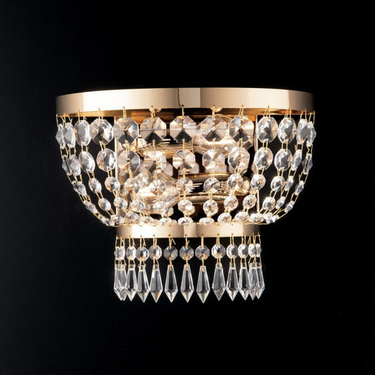 Imperiale Wandleuchte aus goldenem Eisen und Messing mit zwei Lichtern, 27 x H22 cm