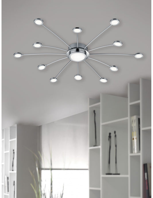 Plafoniera Moderna 13 Led Deinable Bodrum Ø100 cm Chrom Trio Lighting