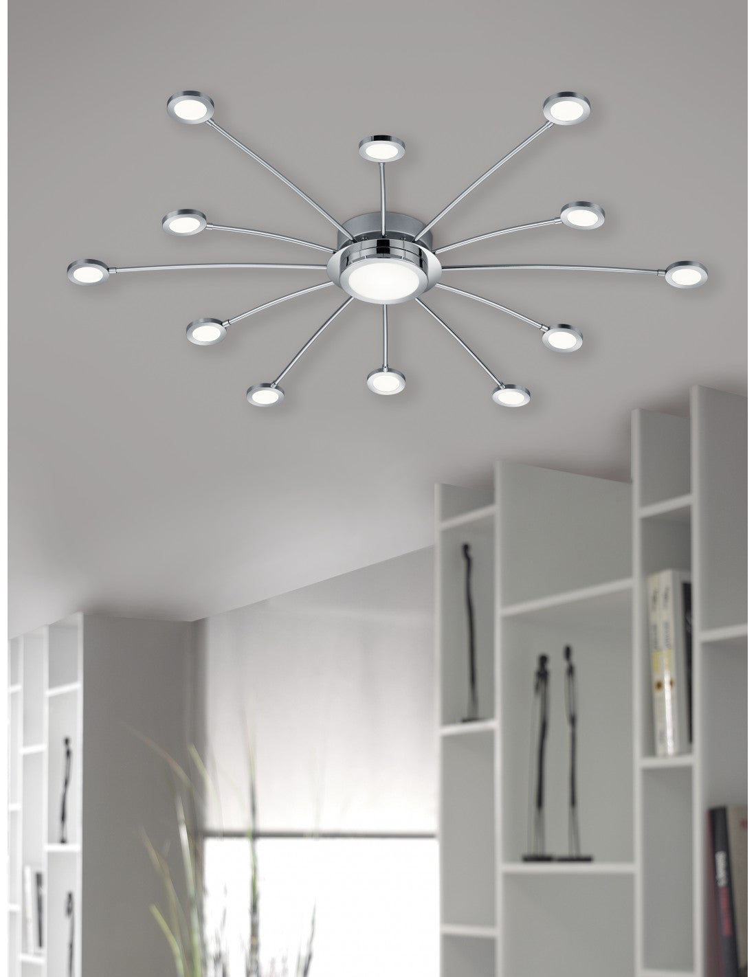 Plafoniera Moderna 13 Led Deinable Bodrum Ø100 cm Chrom Trio Lighting