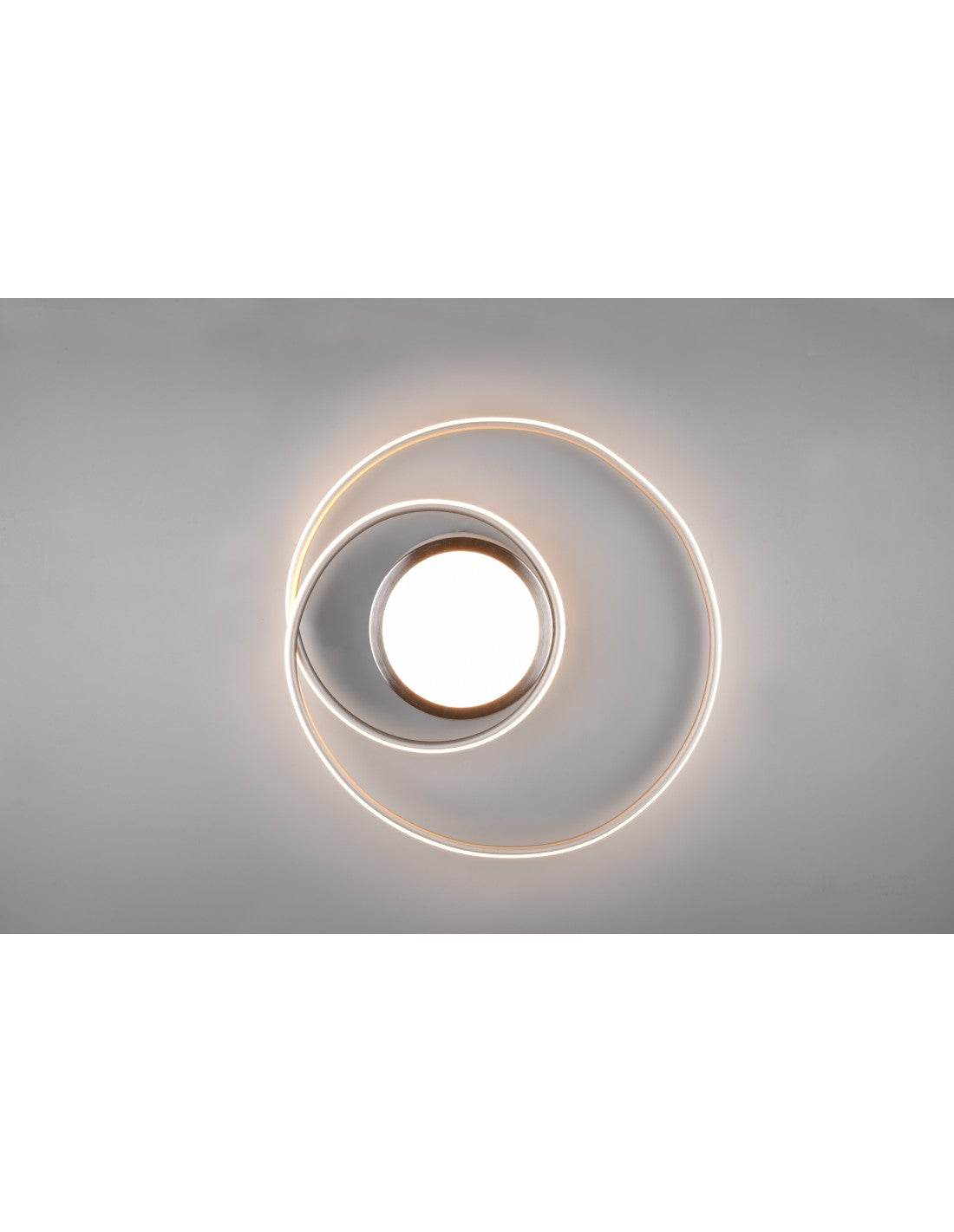 Moderne runde Deckenleuchte Yava Nickel Led Dimmer Trio Lighting