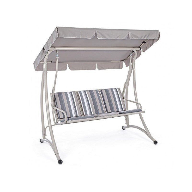 Dreisitzer-Stahlschaukel Elfenbein GRELY 190x120x h185 cm