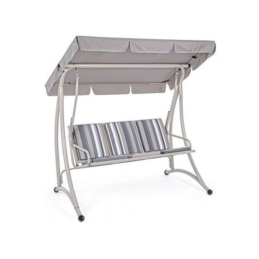 Dreisitzer-Stahlschaukel Elfenbein GRELY 190x120x h185 cm