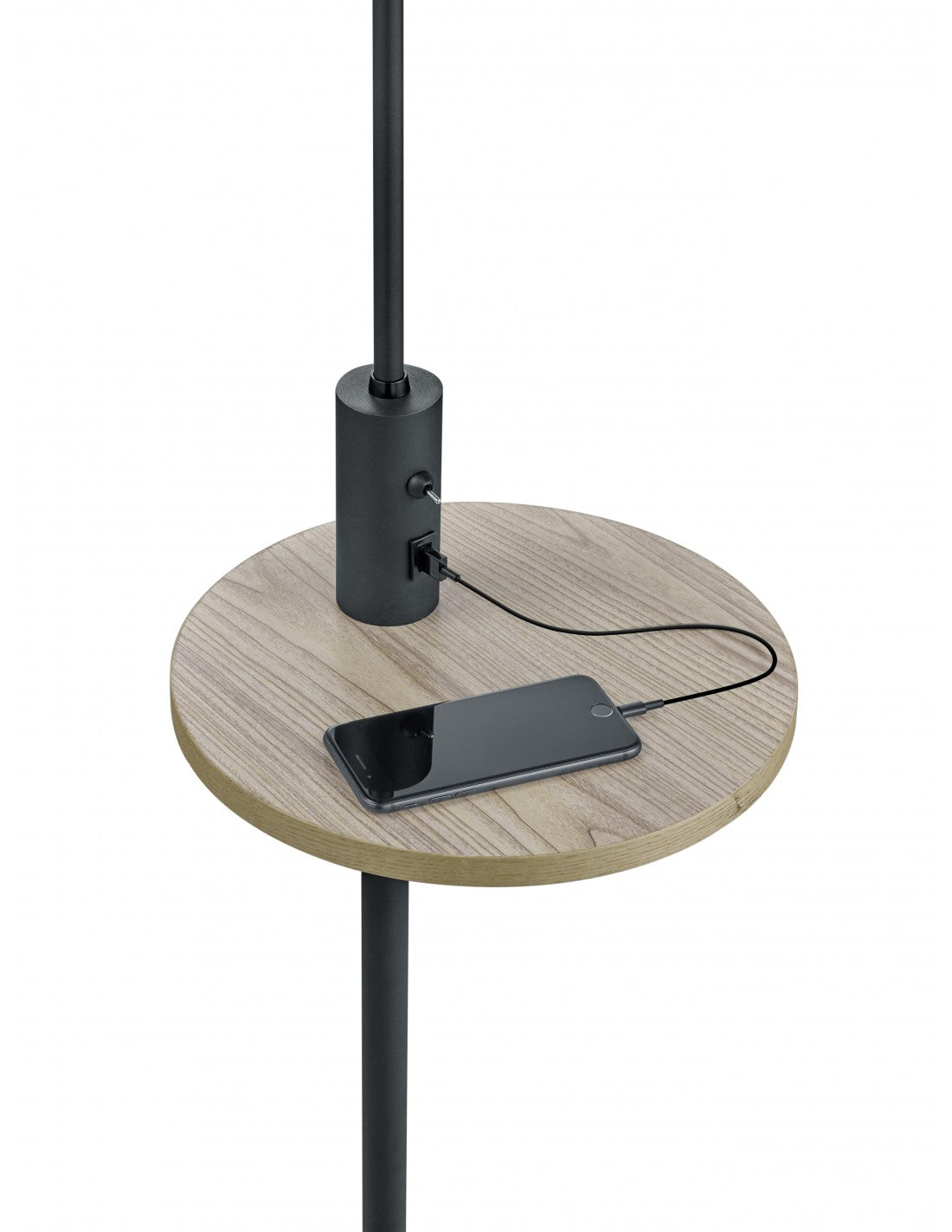 Claas Schwarze moderne Stehlampe mit Regal und USB-Anschluss Trio-Beleuchtung