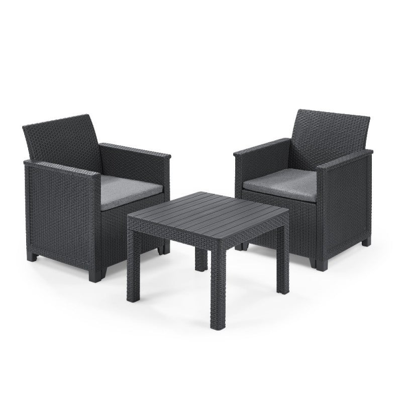 Keter Set 2 Sessel für offenen Couchtisch EMMA BALKON Graphite