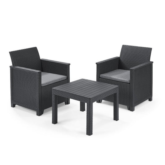 Keter Set 2 Sessel für offenen Couchtisch EMMA BALKON Graphite