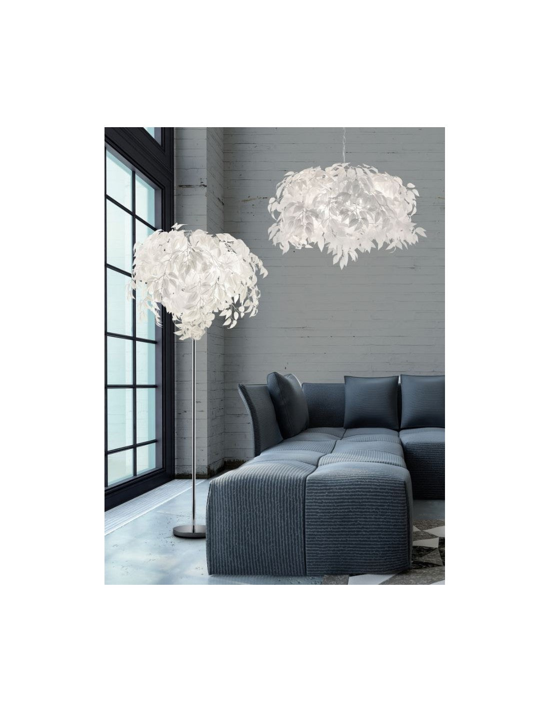 Leuchte 4 Luci Blätter Bianche Waschbare Leavy Ø70 cm Trio Lighting