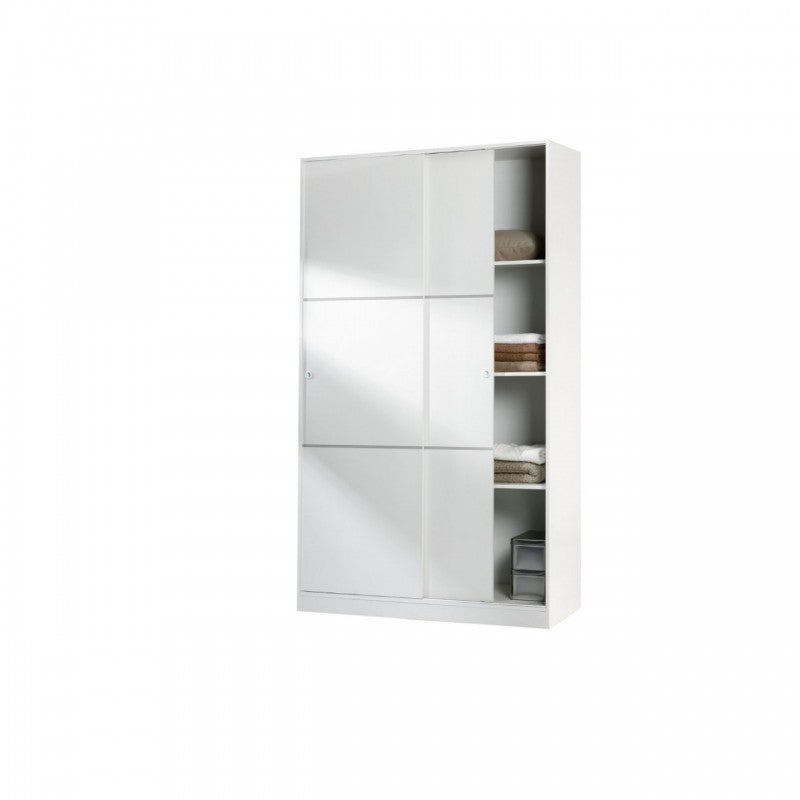 Kleiderschrank, 2 Schiebetüren, 120 x 50 x 200 cm, Weiß, Bausatz