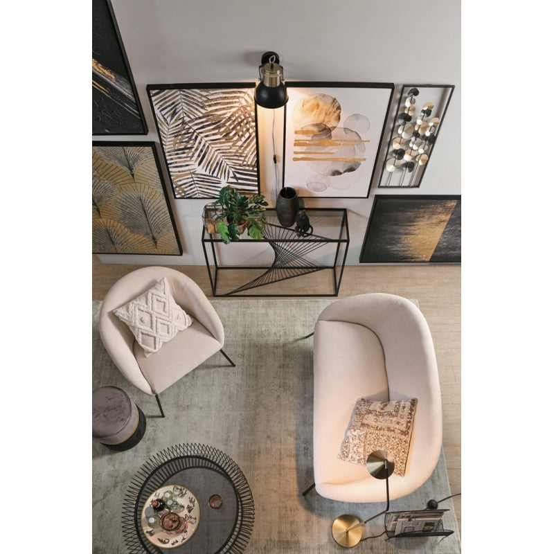 Aiko Velvet Sofa aus weißem Samtstahl, 142 x 80 x 75 cm