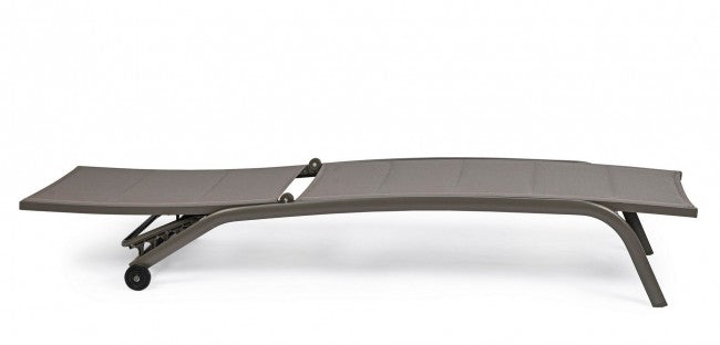 Taubengraue Sonnenliege aus Aluminium mit Cleopas-Rädern