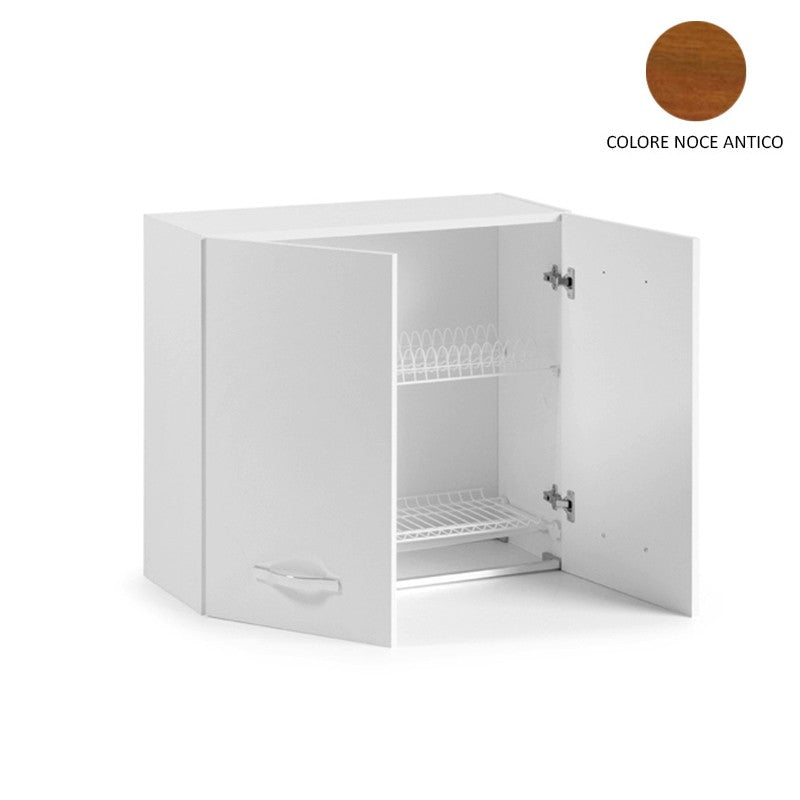 Modulares Wandelement für die Küche, Walnuss-Geschirrabtropfgestell 80 cm, 80 x 32 x H 72 cm