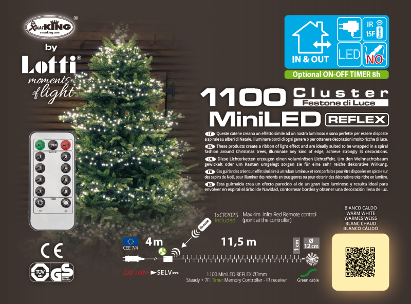 Warmweiße LED-Kette 1100 MiniLED 11,5m