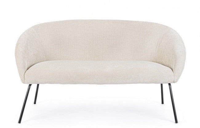 Aiko Velvet Sofa aus weißem Samtstahl, 142 x 80 x 75 cm