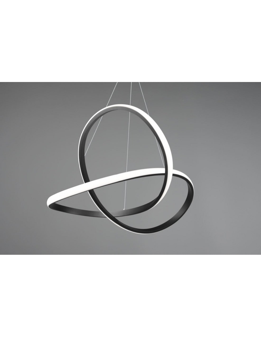 Moderne Course-Pendelleuchte, schwarzer Led-Dimmer, 27 W, Ø60 cm, Trio-Beleuchtung