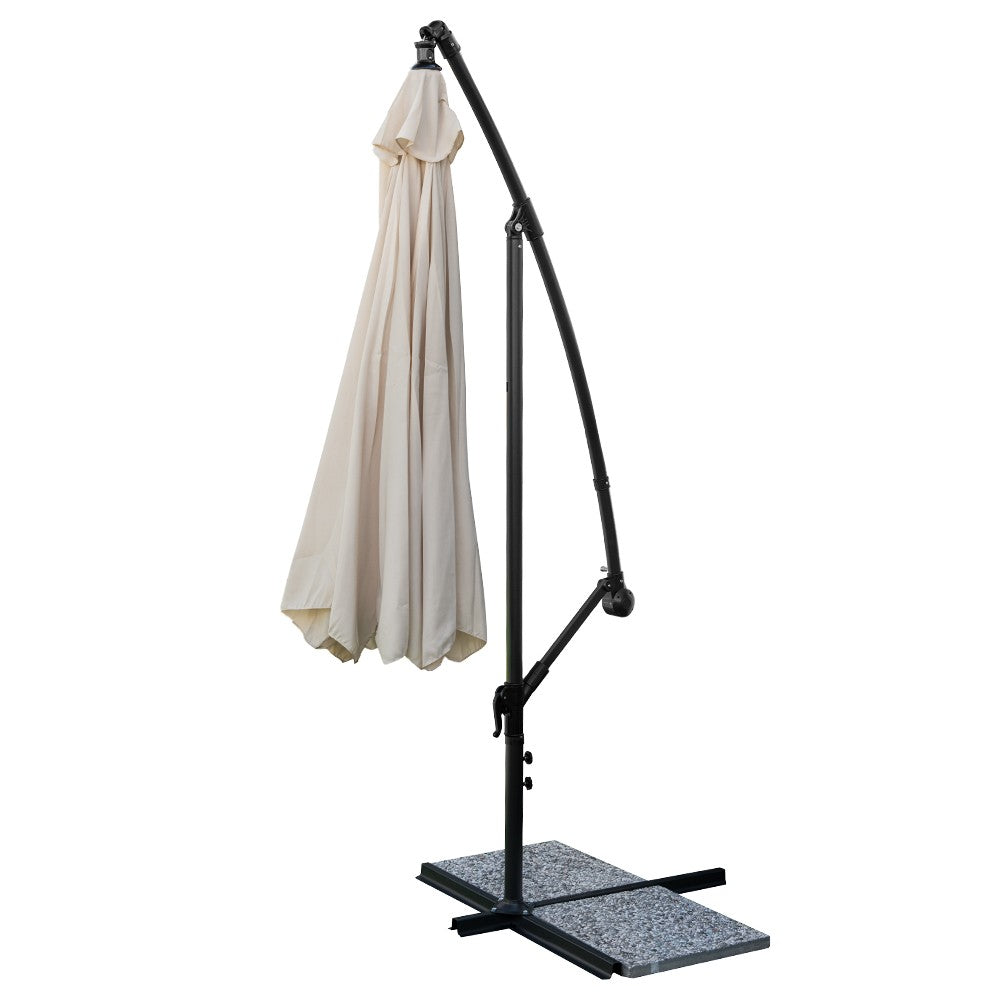 Seitenarm Schirm rund Garten dezentral Stahl d. 3 mt BEIGE mit Klappe