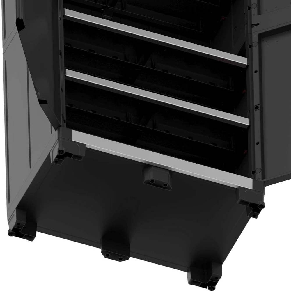 Hoher Kleiderschrank aus Kunststoff mit 4 verstärkten Einlegeböden 88x45x181H cm. schwarze Garage XL