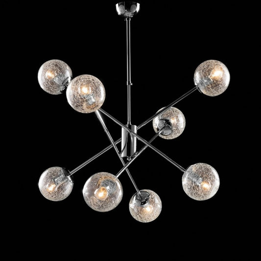 Moderner Kronleuchter aus poliertem Chromeisen, 8 Lichter, 73 cm