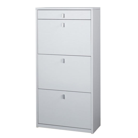 Scarpiera slim rettaspazio drei an einem Bianco-Cenere-Fach 63x29x h127 cm