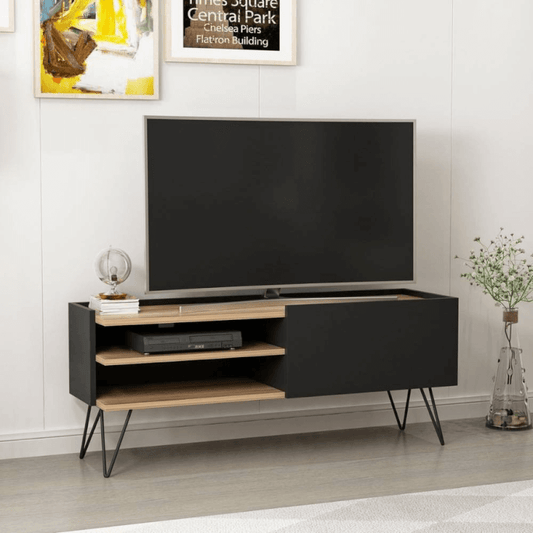 Aral TV-Schrank in Schwarz und Walnuss mit Klapptür