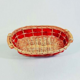 Ovaler Weidenkorb mit Griffen, Naturrot, 56 x 39 x 14 cm