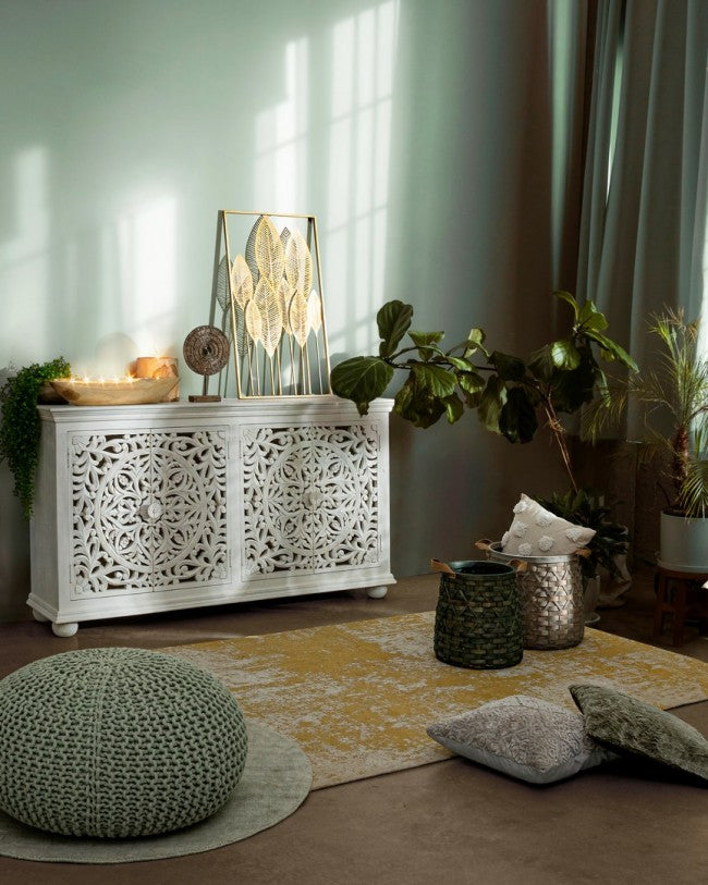 Geflochtener Pouf Mint Bizotto cm 80