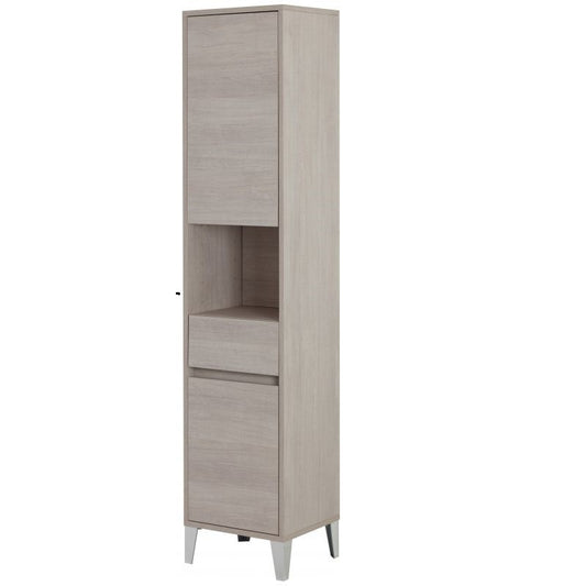 Handtuchhalter-Kleiderschrank mit zwei Türen und einer Schublade, helle Eiche, 40 x 35 x 183 cm